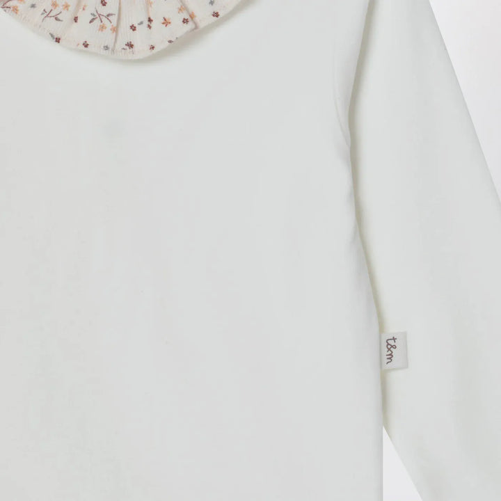 Teddy &amp; Minou - White bodysuit with neckline and floral print Brand Leotards &amp; Unitards
