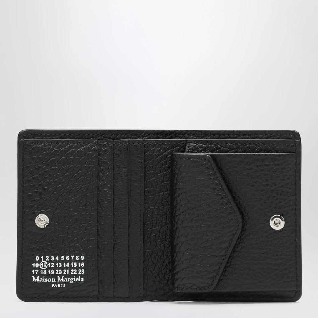 Maison Margiela - Four Stitches compact grained leather card holder in black Brand U