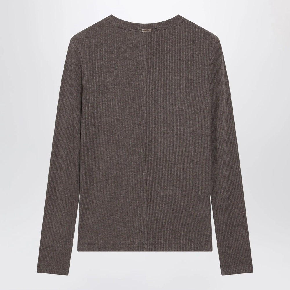 Max Mara - Long-Sleeve T-Shirt in Dark Khaki Jersey Brand