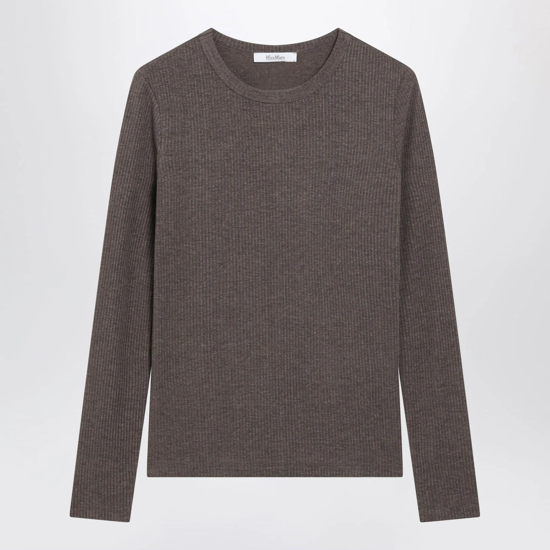Max Mara - Long-Sleeve T-Shirt in Dark Khaki Jersey Brand S