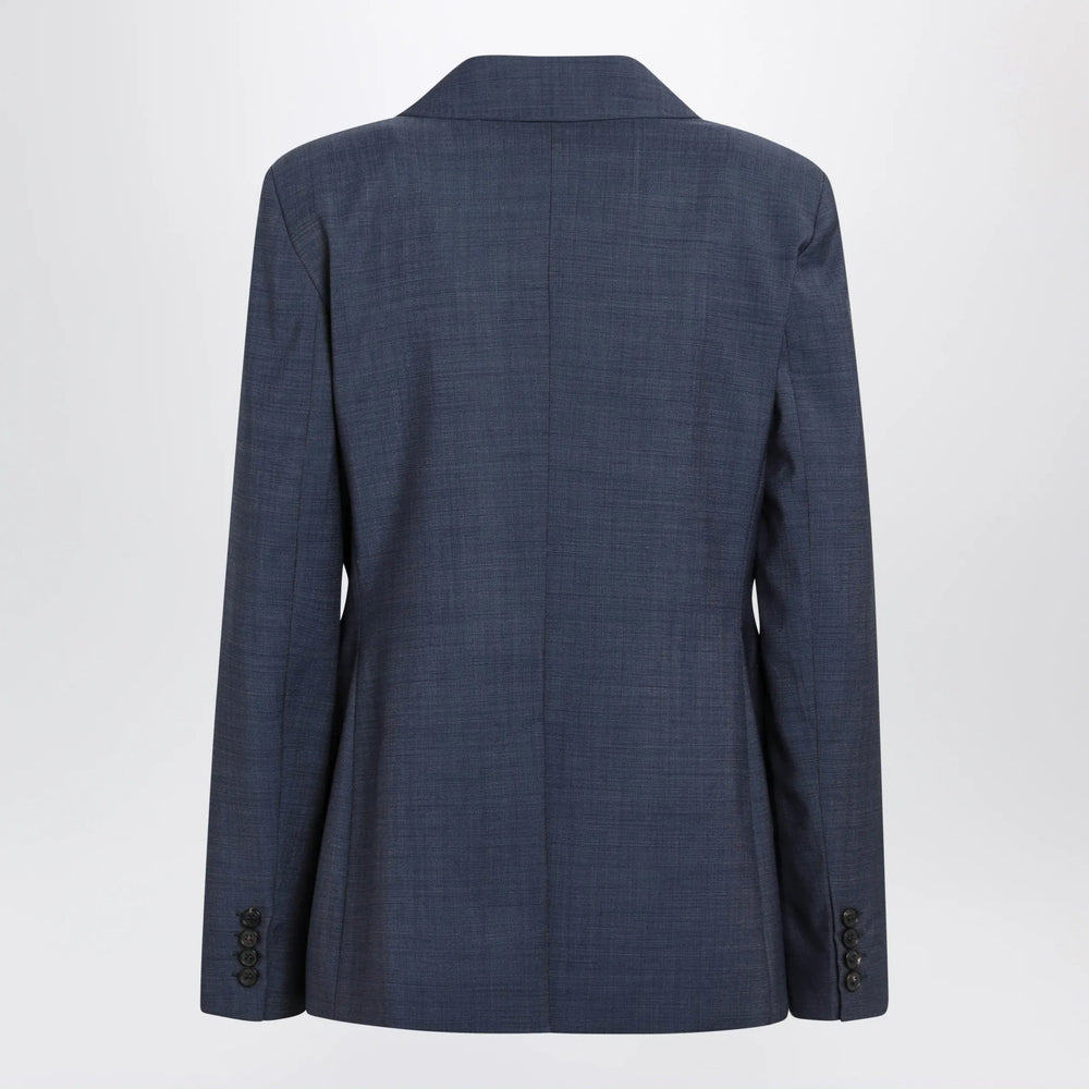 Max Mara Studio - Double-Breasted Jacket in Denim Blue Wool Canvas Brand