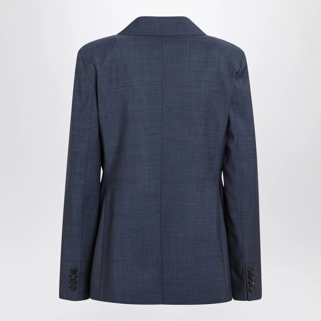 Max Mara Studio - Double-Breasted Jacket in Denim Blue Wool Canvas Brand