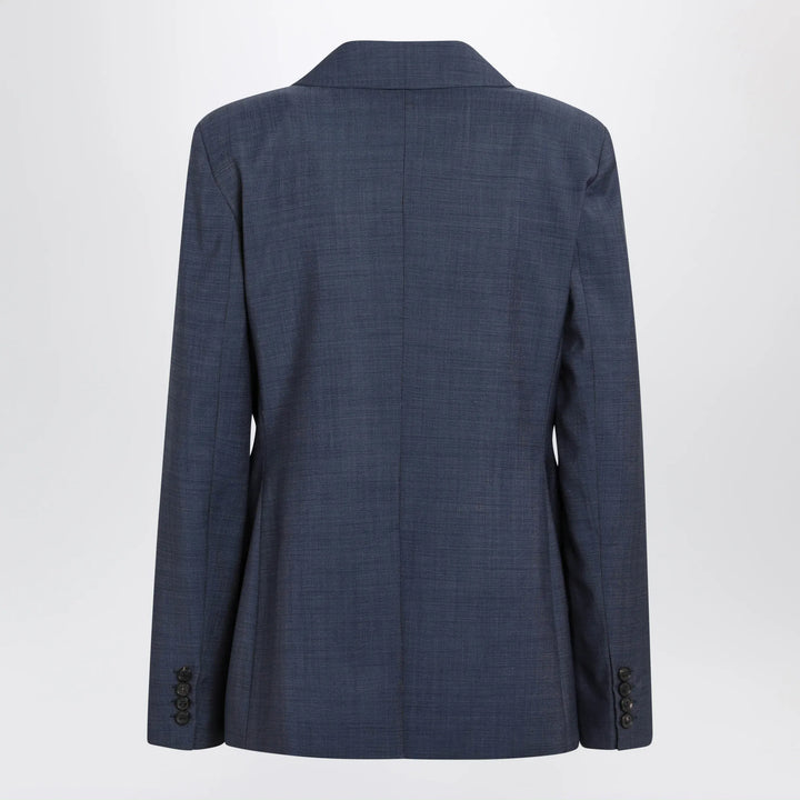 Max Mara Studio - Double-Breasted Jacket in Denim Blue Wool Canvas Brand