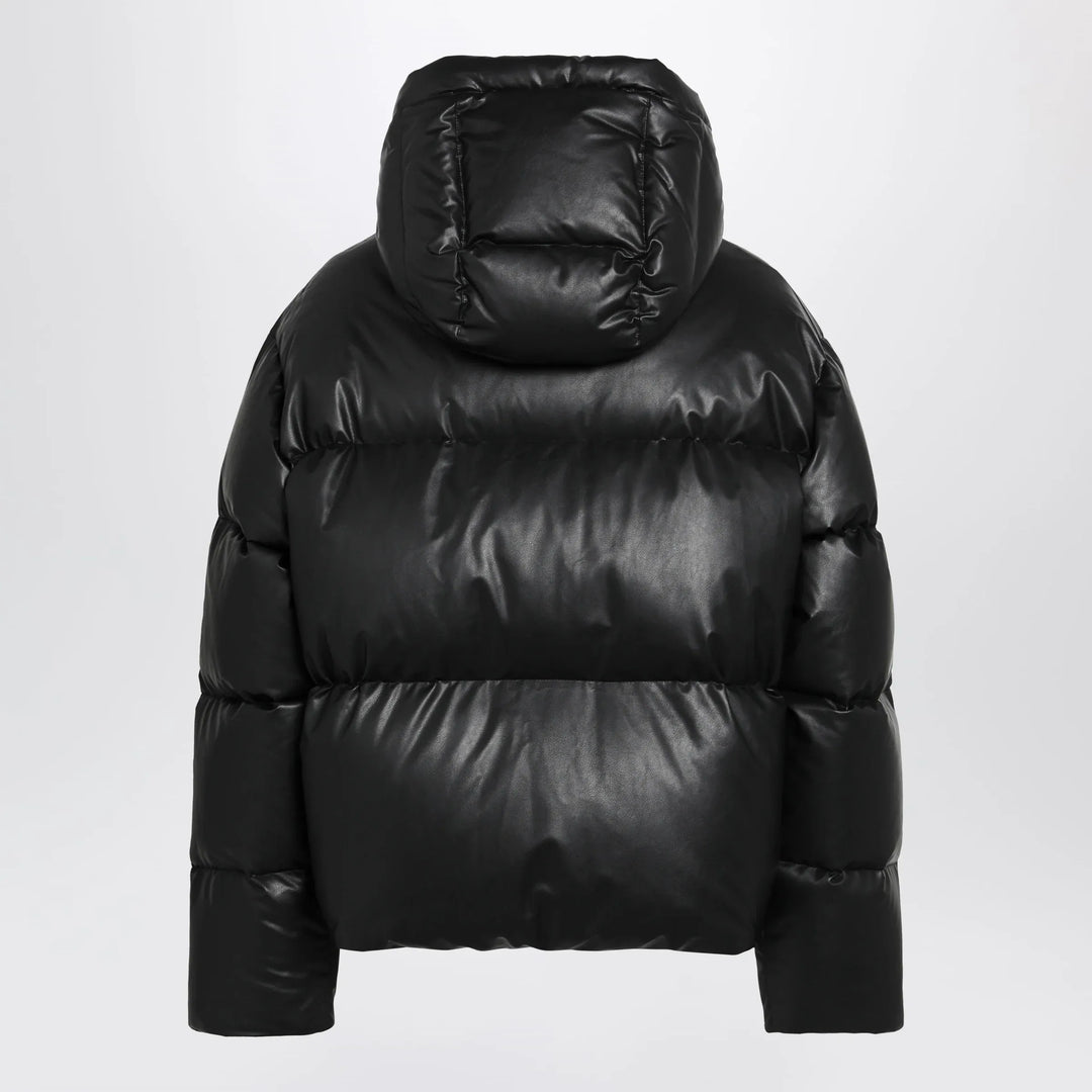 MM6 Maison Margiela - Hooded down jacket in glossy leather black Brand