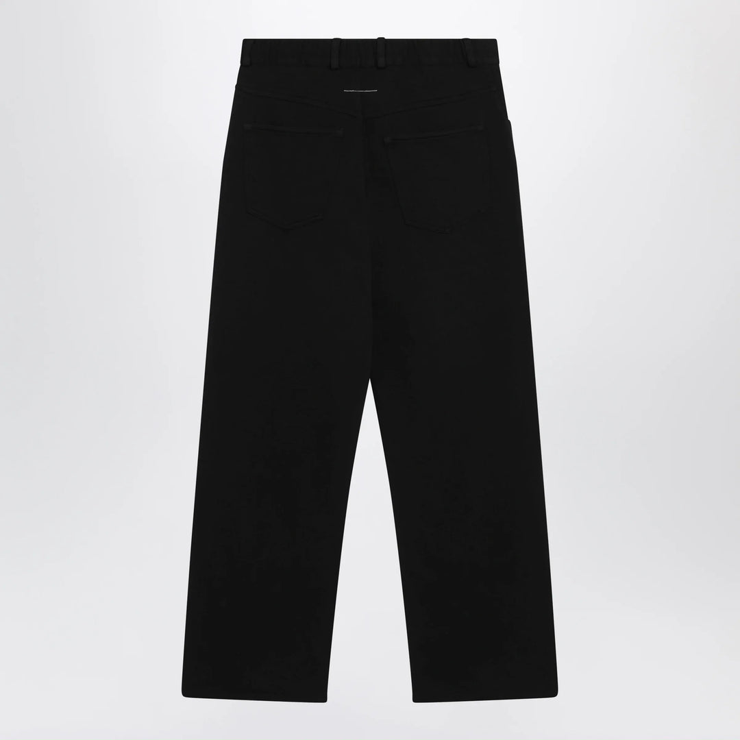 MM6 Maison Margiela - Wide-leg cotton trousers with embroidered logo, black Brand