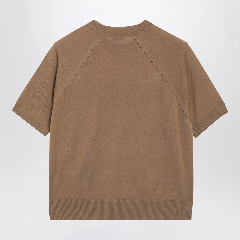 Moncler - Beige wool sweater with logo patch Brand
