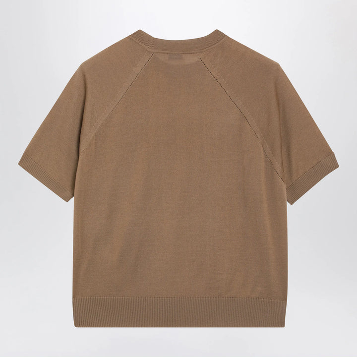 Moncler - Beige wool sweater with logo patch Brand