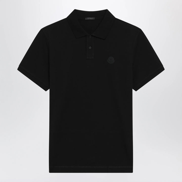 Moncler - Black cotton piqué polo shirt with logo patch Brand S