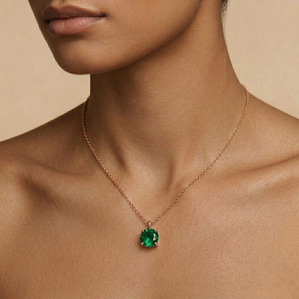 LEIBISH 1.37ct Round Emerald Solitaire Pendant Brand Necklace