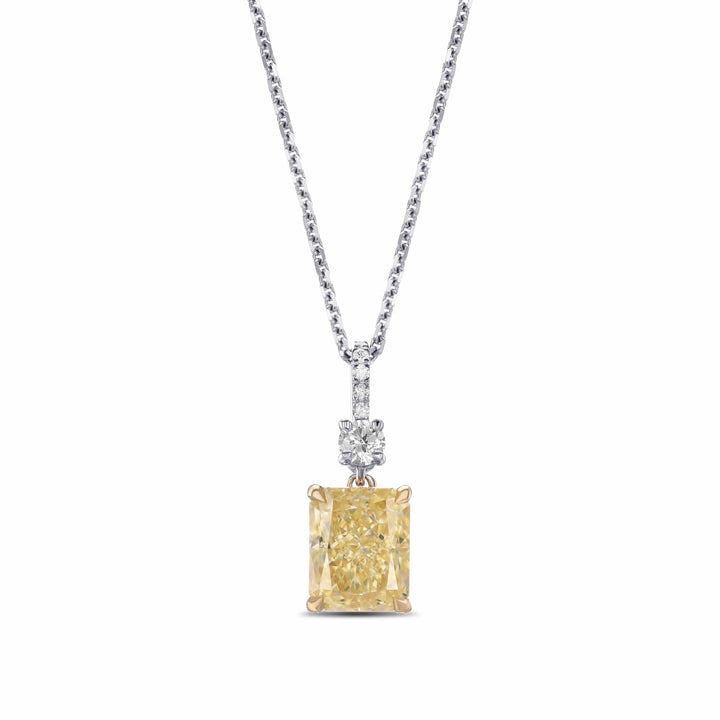 LEIBISH 1.53ct Fancy Light Yellow Radiant Diamond Drop Pendant Brand Necklace
