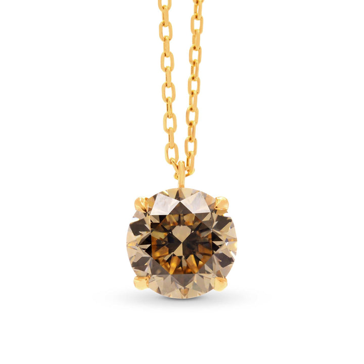 LEIBISH 2.01ct Light Brown Round Brilliant Diamond Pendant Brand Necklace