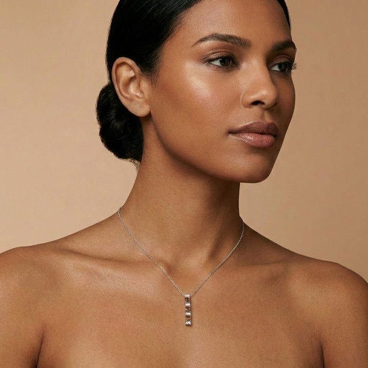 LEIBISH 2.11ct Fancy Brown Emerald-Cut Diamond Drop Pendant Brand Necklace
