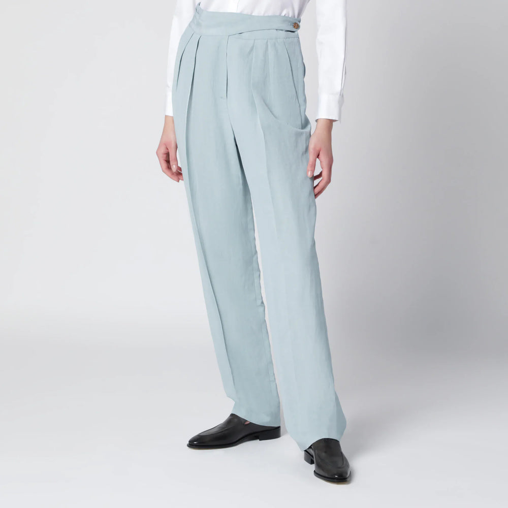 Blazé Milano - Tomo light blue trousers in silk and linen Brand Pants 0