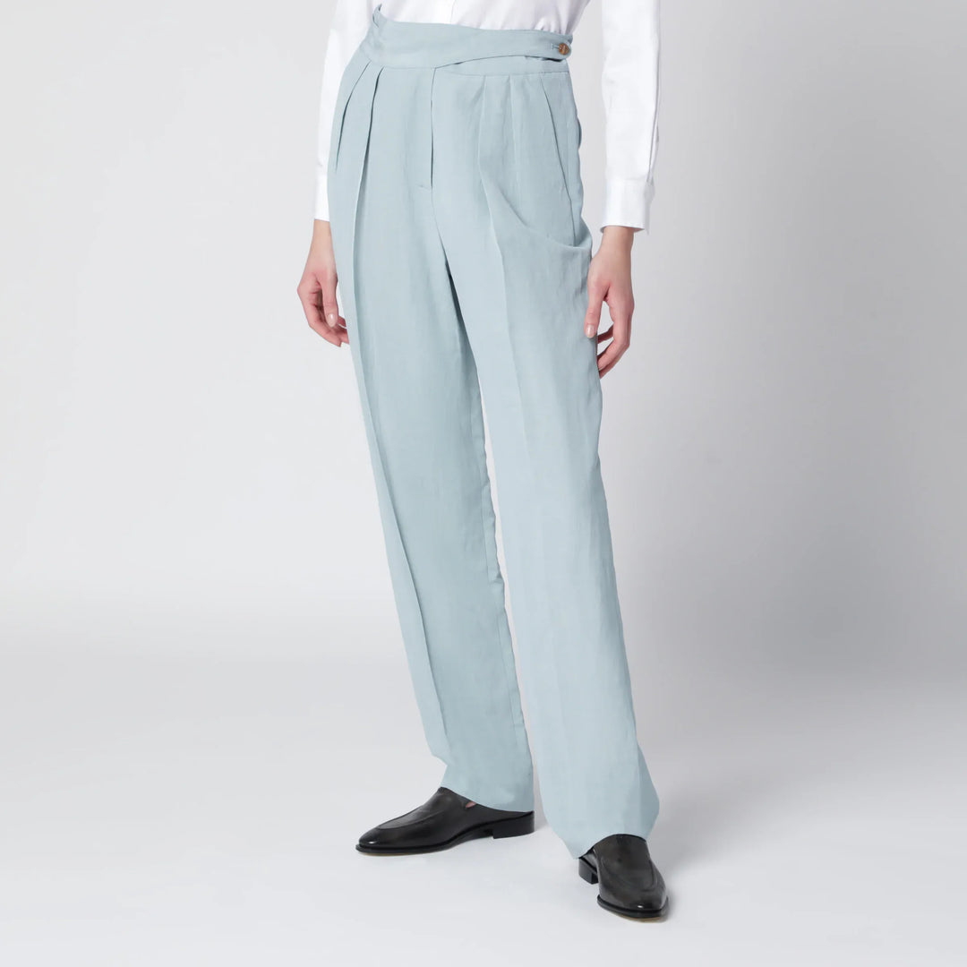 Blazé Milano - Tomo light blue trousers in silk and linen Brand Pants 0