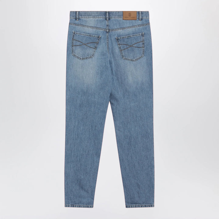 Brunello Cucinelli - Traditional-fit five-pocket jeans in light blue denim Brand Pants