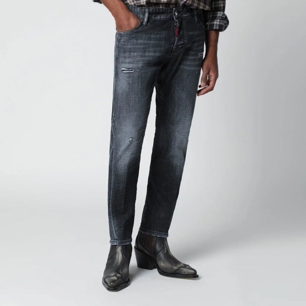 Dsquared2 - Slim black washed jeans with distressed details Brand Pants 46 IT