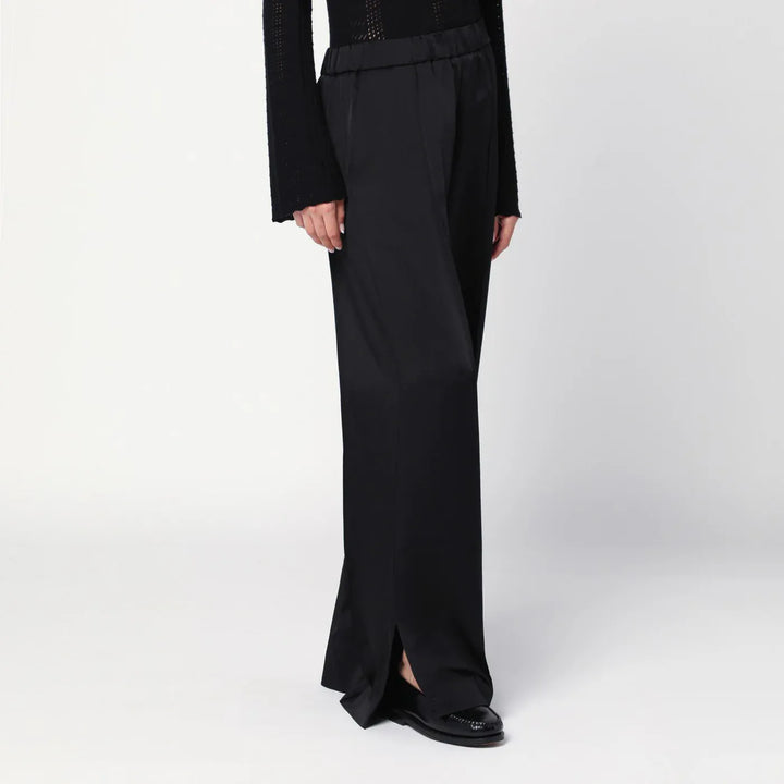 Jil Sander - Black satin palazzo pants Brand Pants 36  FR