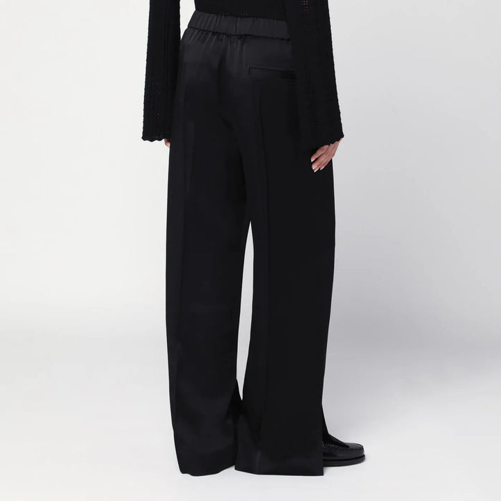 Jil Sander - Black satin palazzo pants Brand Pants 36  FR