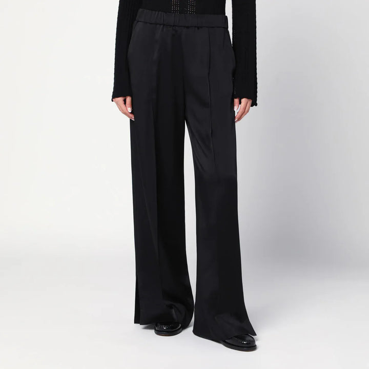 Jil Sander - Black satin palazzo pants Brand Pants 36  FR