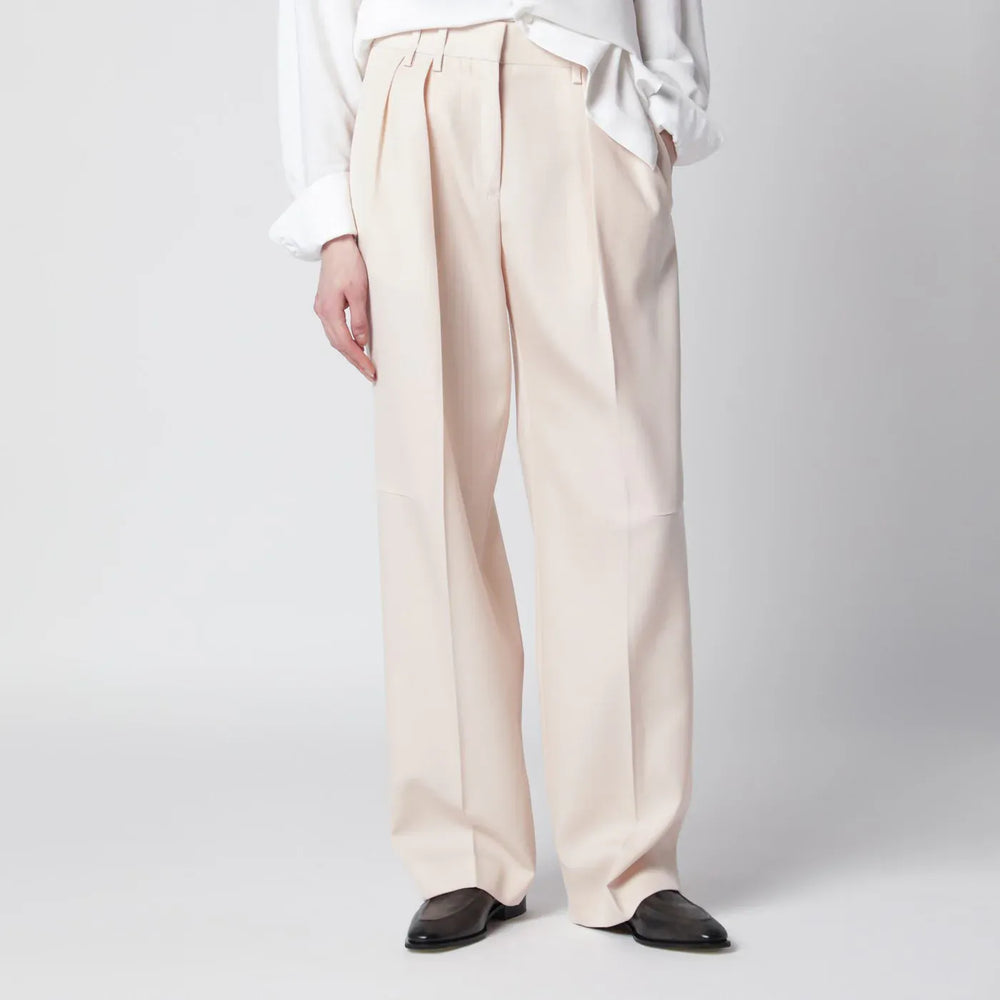 Jil Sander - Ivory wool gabardine trousers Brand Pants 34 IT