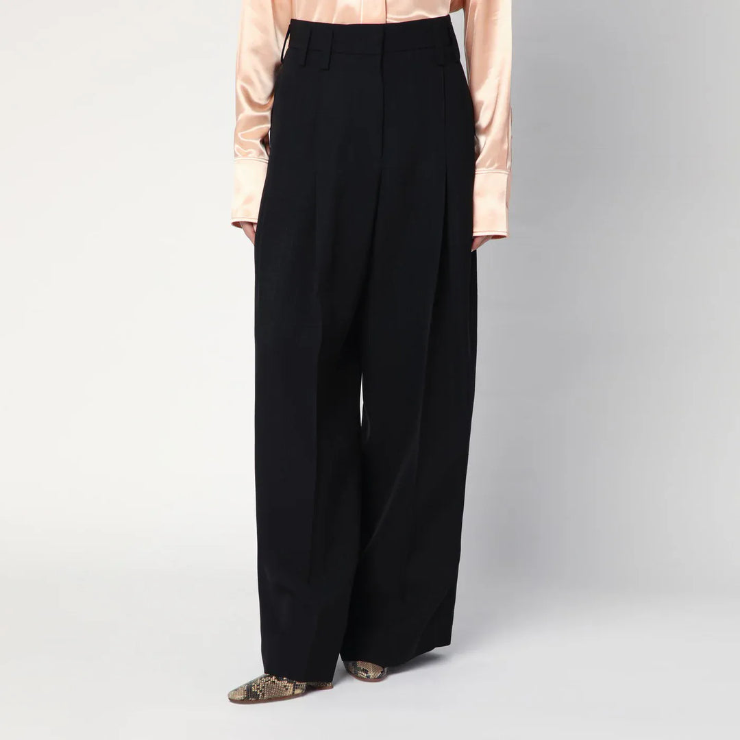 Jil Sander - Wide black pants in silk blend Brand Pants 36  FR