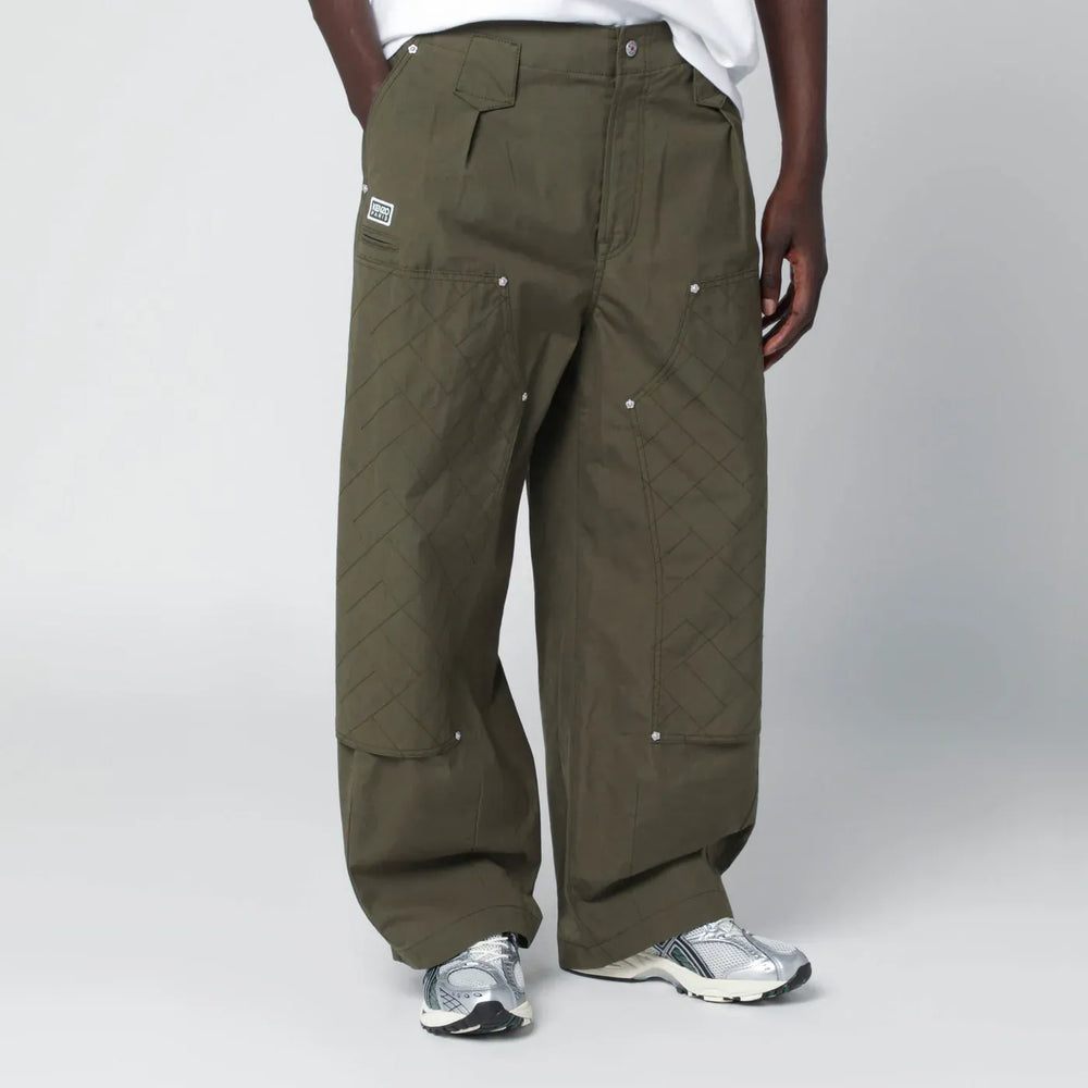 KENZO - Khaki green cotton trousers Brand Pants 38 FR
