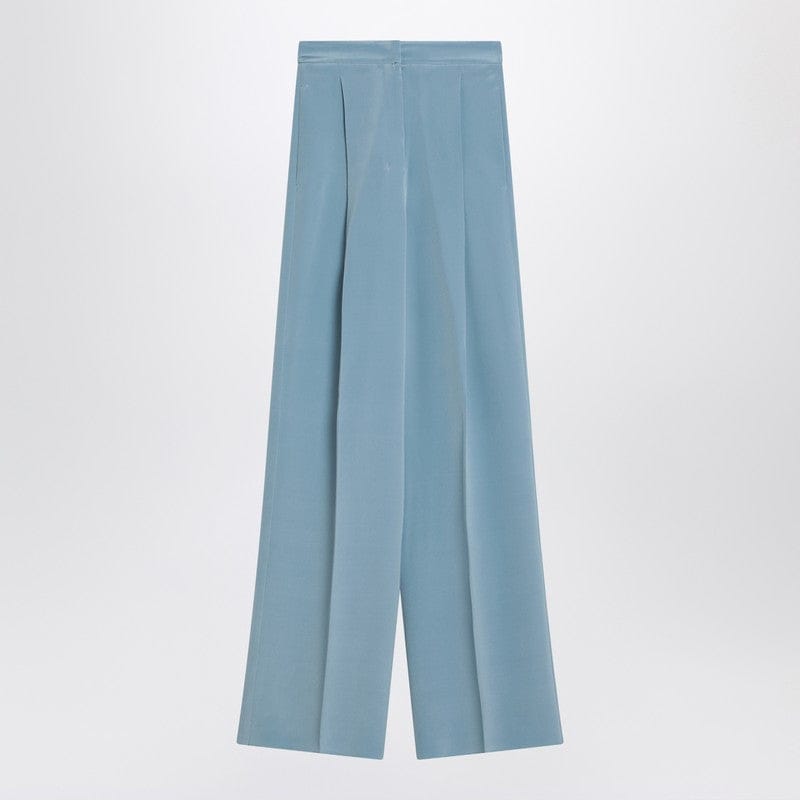 Pants Max Mara Pianoforte - Wide-leg sky blue trousers in silk - 40 IT Brand