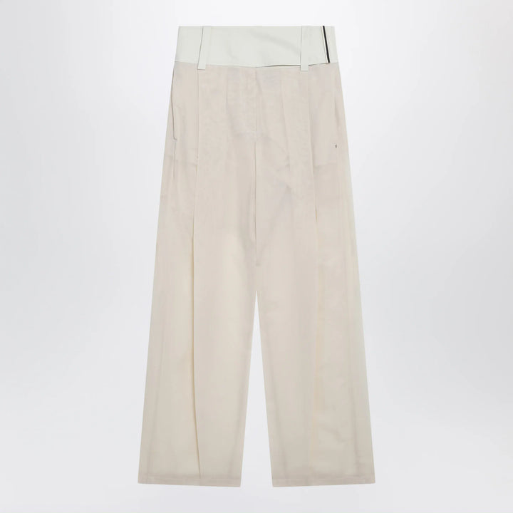 Sportmax - Wide-leg trousers in ecru organza cotton voile Brand Pants 40  IT