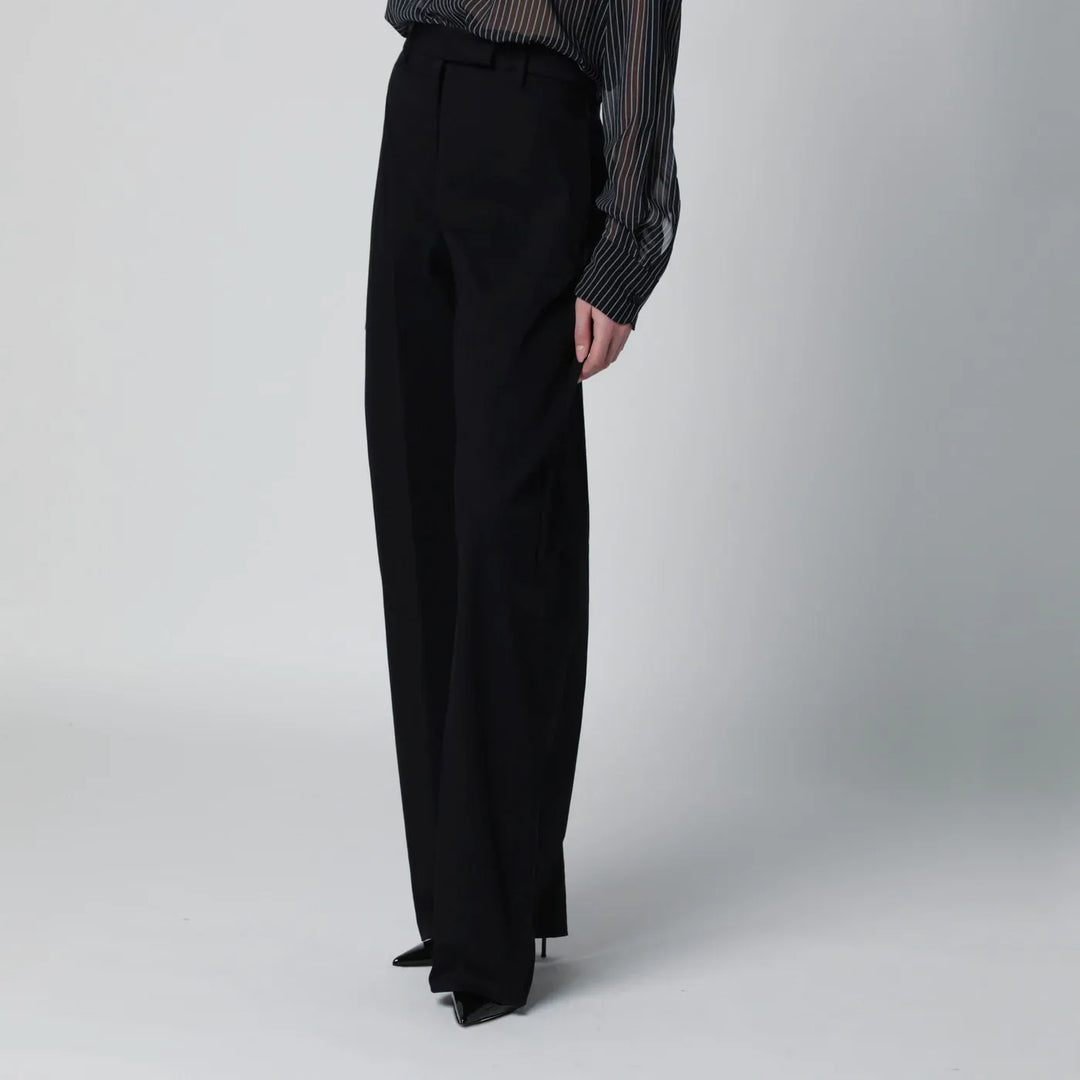 TheLatest - Black cotton palazzo trousers Brand Pants