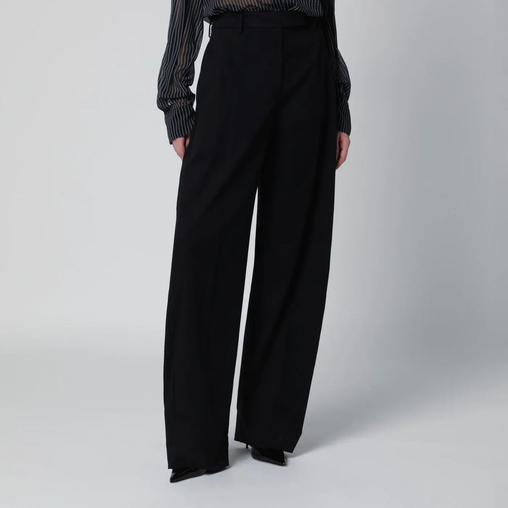 TheLatest - Black cotton palazzo trousers Brand Pants 38  IT