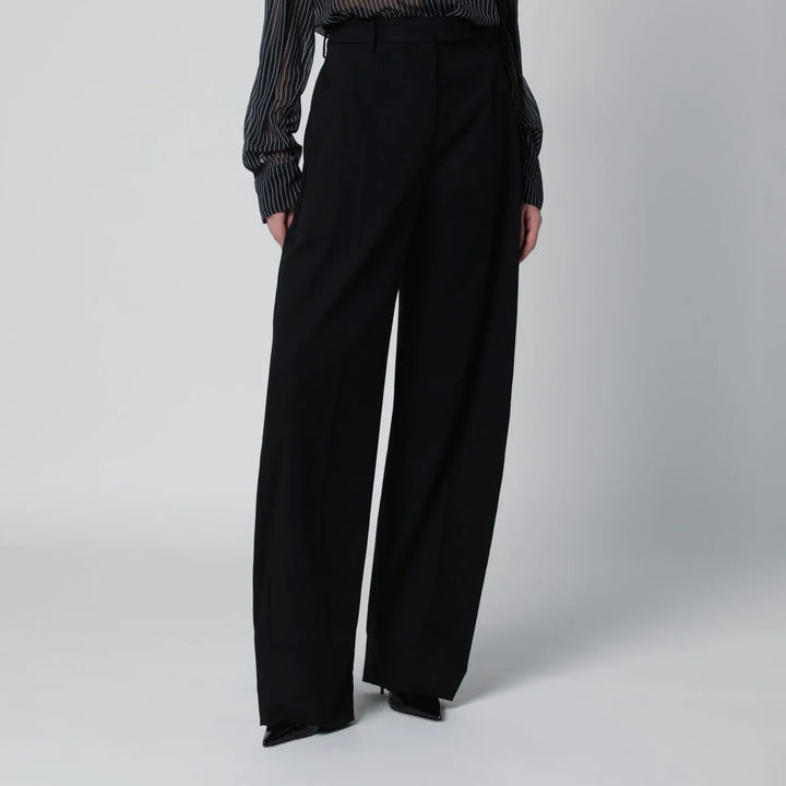TheLatest - Black cotton palazzo trousers Brand Pants 38  IT