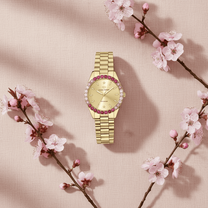 Chiara Ferragni Everyday Pink Zircon Gold Watch Brand Quartz Watches