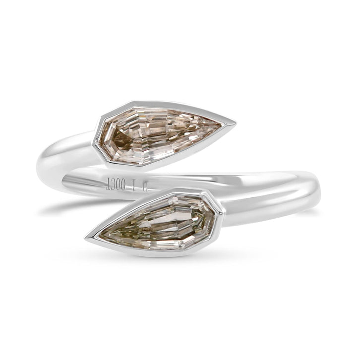 LEIBISH 1.00ct Faint Yellow &amp; Light Brown Two-Stone Pear Diamond Ring Brand Ring