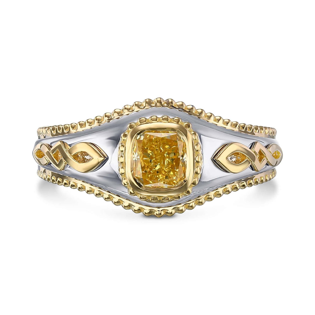 LEIBISH 1.01ct Fancy Intense Yellow Cushion Men&