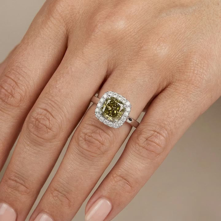 LEIBISH 1.07ct Chameleon Cushion Diamond Halo Ring Brand Ring