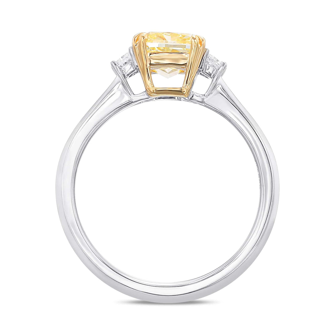 LEIBISH 1.50ct Fancy Yellow Cushion Three-Stone Diamond Ring Brand Ring