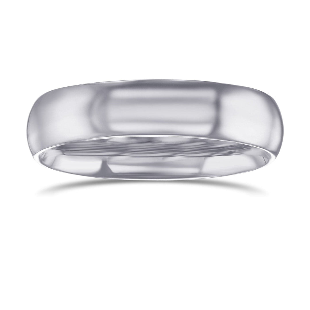 LEIBISH 18K White Gold Comfort-Fit Domed Wedding Band Brand Ring