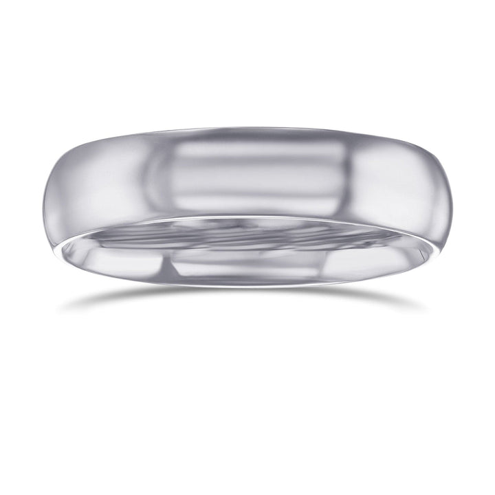 LEIBISH 18K White Gold Comfort-Fit Domed Wedding Band Brand Ring