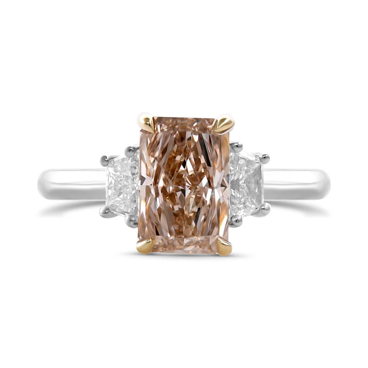 LEIBISH 2.16ct Fancy Pinkish Brown Radiant Three-Stone Ring Brand Ring