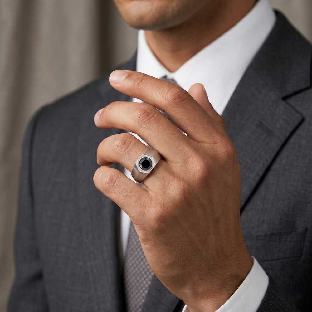 LEIBISH 2.20ct Natural Fancy Black Diamond Men's Ring Brand Ring