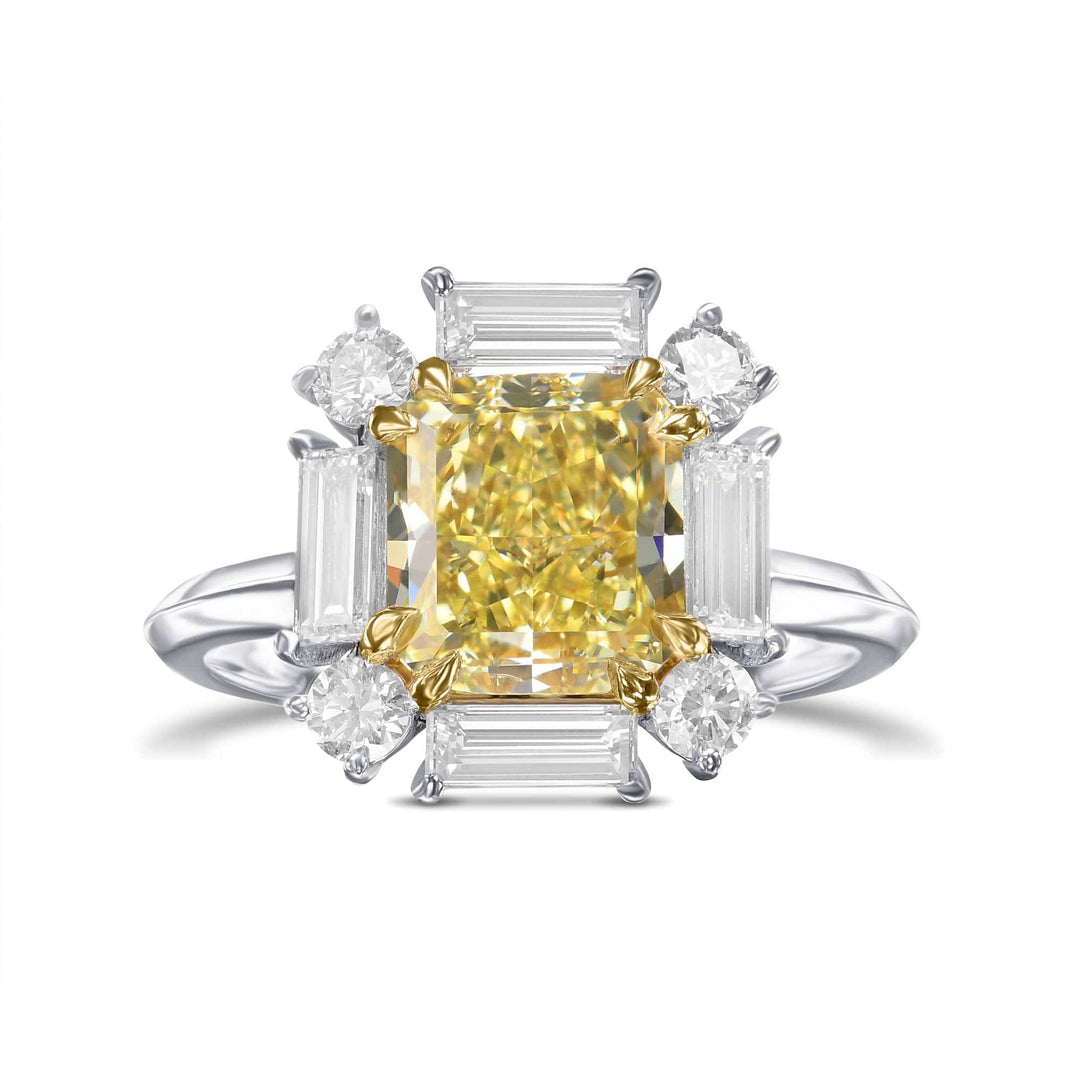 LEIBISH 2.23ct Fancy Yellow Cushion Diamond Halo Ring Brand Ring