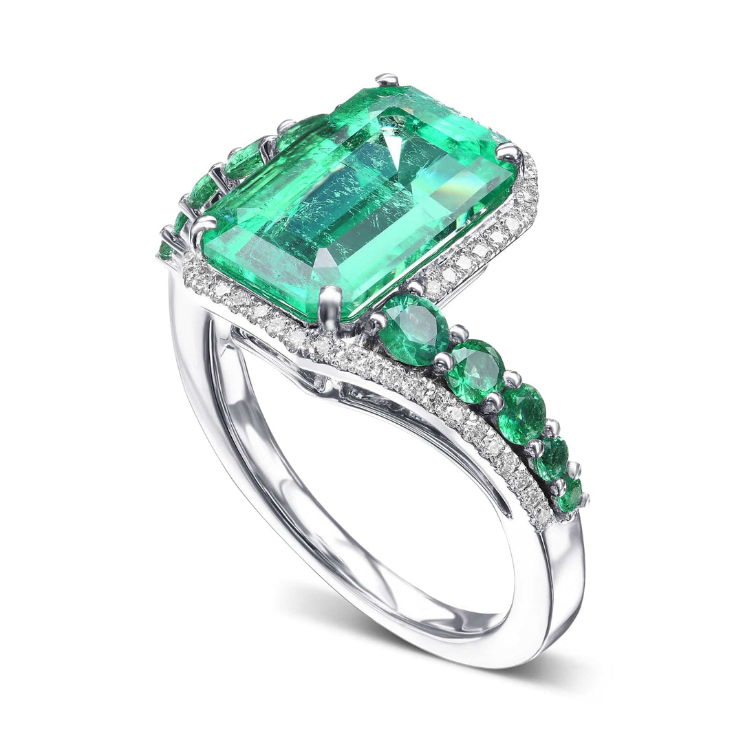 LEIBISH 3.75ct Muzo Emerald &amp; Diamond Couture Ring Brand Ring
