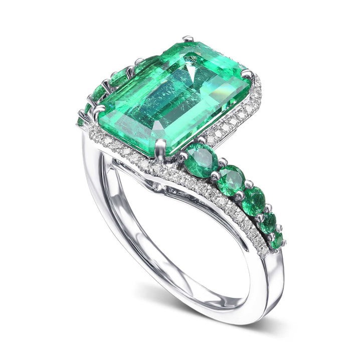 LEIBISH 3.75ct Muzo Emerald &amp; Diamond Couture Ring Brand Ring