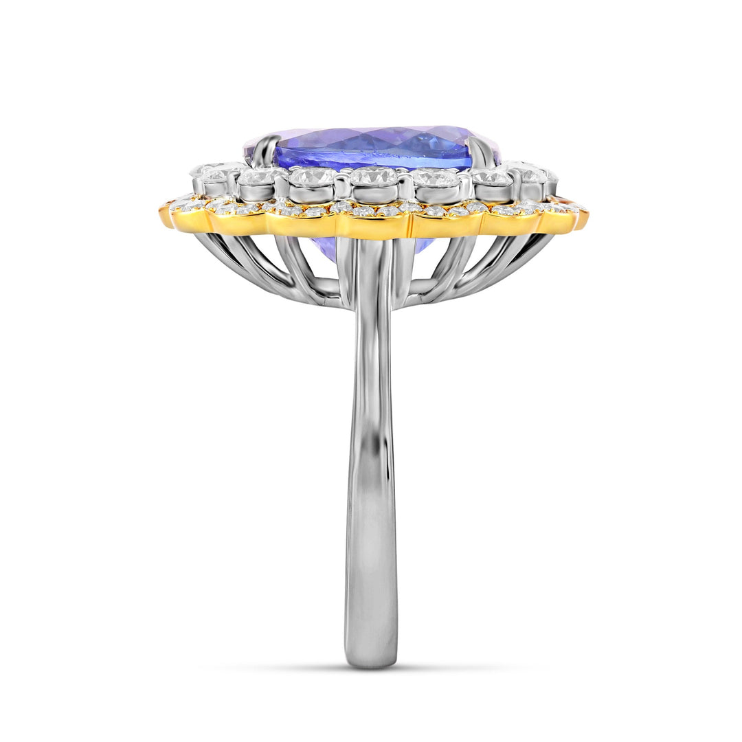 LEIBISH 5.78ct Tanzanite Floral Halo Ring Brand Ring