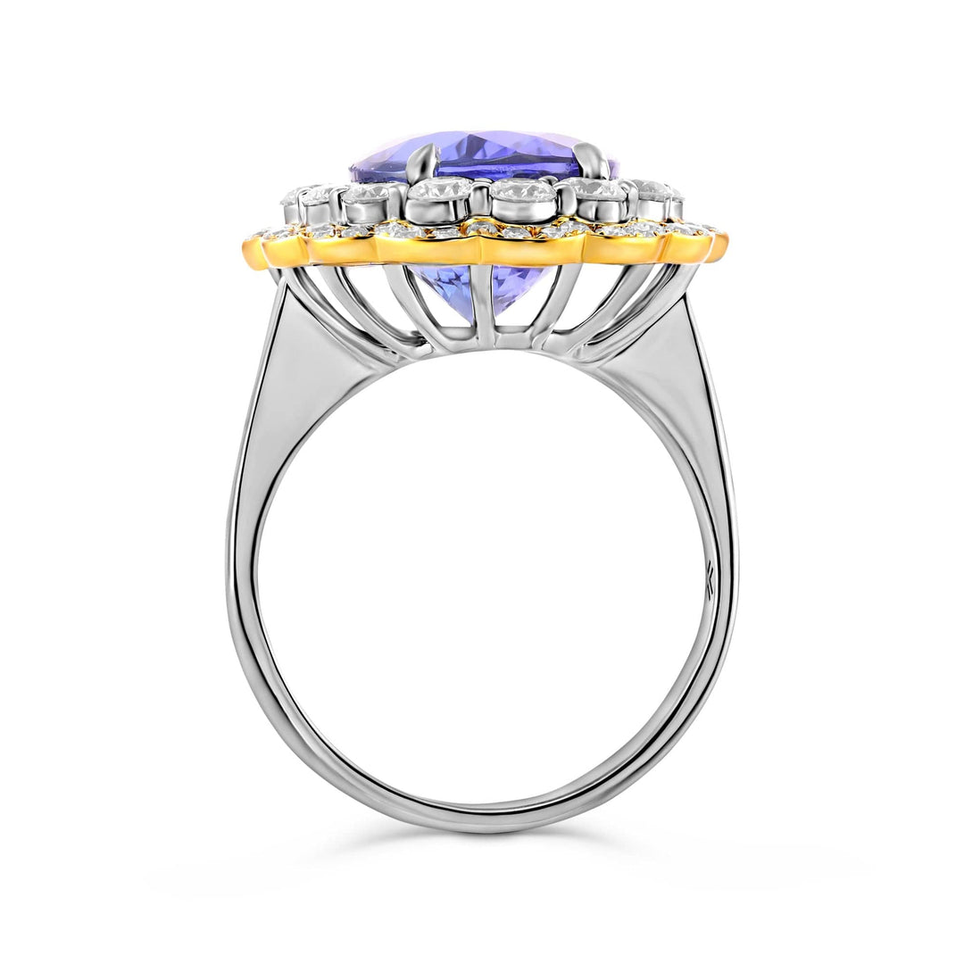 LEIBISH 5.78ct Tanzanite Floral Halo Ring Brand Ring