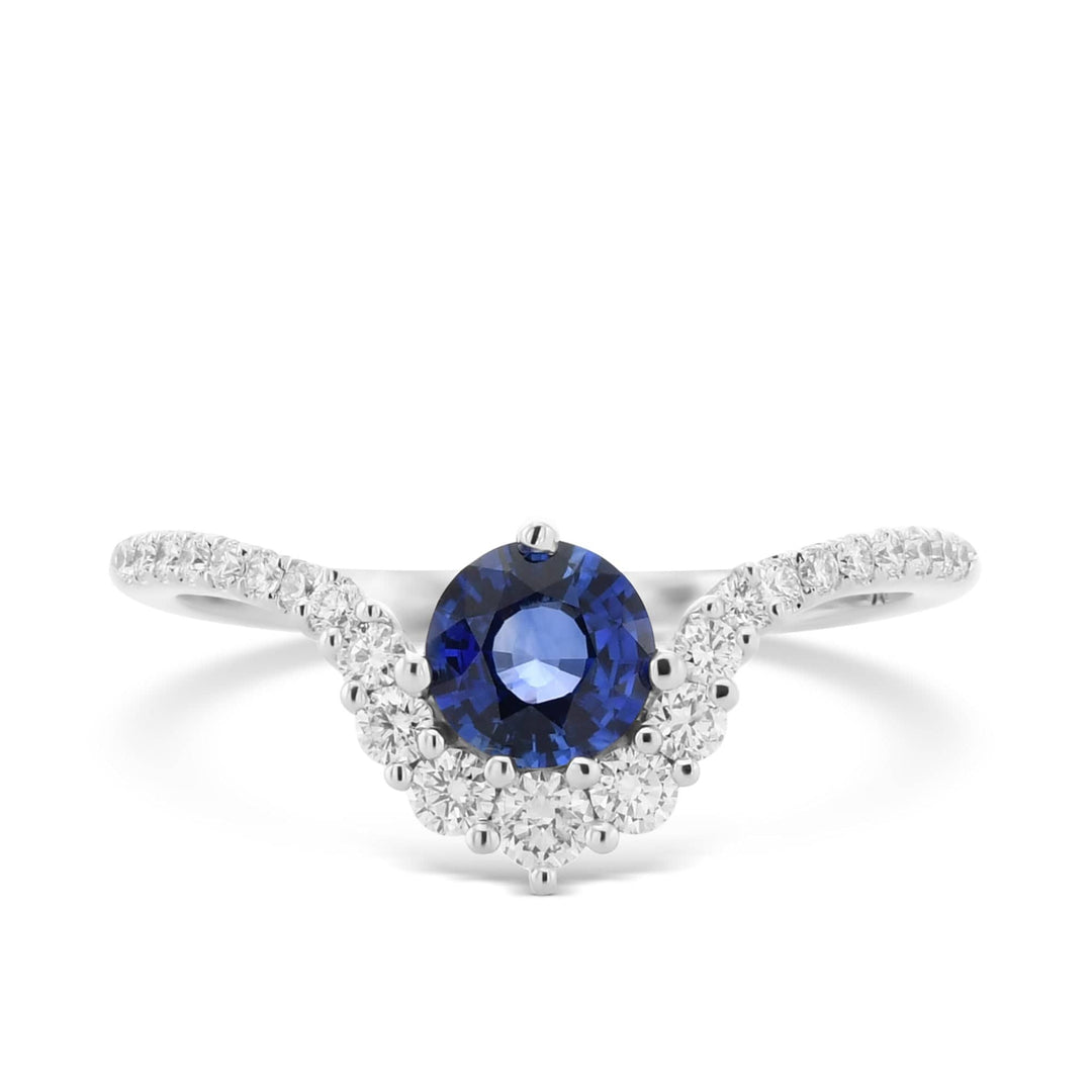 LEIBISH Blue Round Sapphire &amp; Diamond Halo Ring Brand Ring