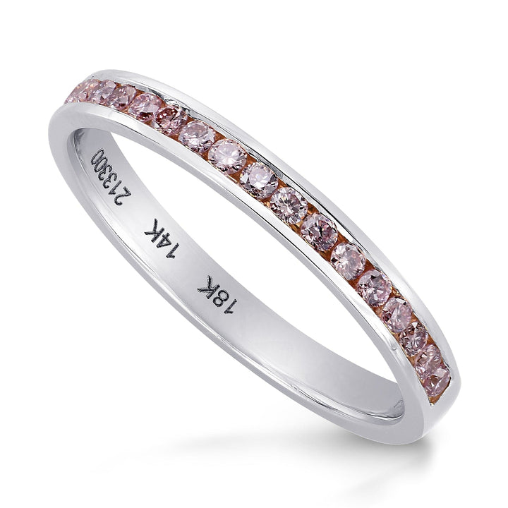 LEIBISH Fancy Light Pink Diamond Channel-Set Wedding Band Brand Ring