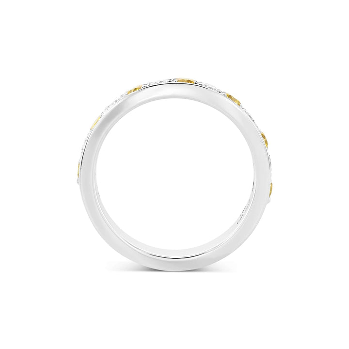 LEIBISH Fancy Vivid Orange Yellow &amp; White Diamond Band Ring Brand Ring