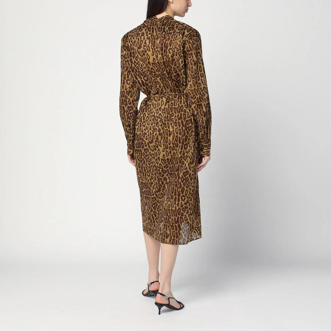 6397 - Leopard-print shirt dress in cotton voile Brand Shirts &amp; Tops