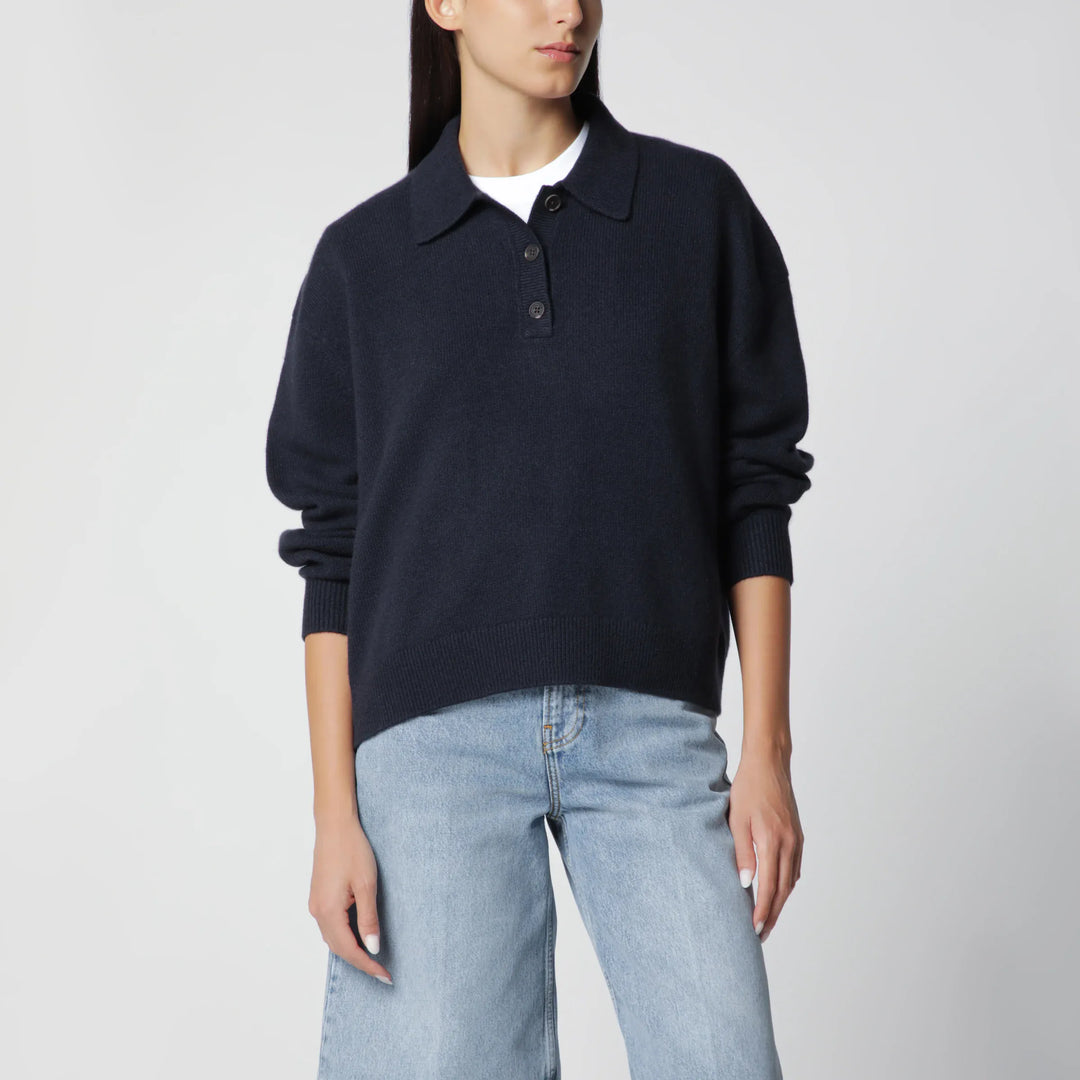 ANINE BING - Navy cashmere polo sweater Brand Shirts &amp; Tops XS